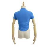 Zingj Fashion Women's Wear Pure Style Spicy Girls Small High-Necked Short-Sleeved T-Shirt Temperament Slim Short Style Navel High-Waist