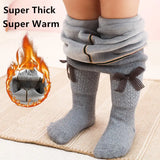 to 12 Years Super Warm Tights In Winter Cute Bowknot Kids Pantyhose With Fleece Inside Thicken Kids Pantyhose For