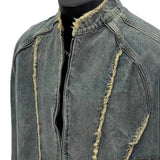 Deconstruction Of Hairside Fashion Denim Jacket Men Street Zipper Locomotive Jacket Short