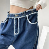 Streetwear Straight Leg Baggy Jeans Woman Spring 2022 Fashion Long Blue Denim Pants Women High Waisted Jeans