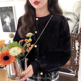 Women Solid Knitted Retro Popular Korean Style Jumper Sweaters Newest Daily All-match Loose O-Neck Vintage Soft