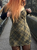 Lining Checkered Print Mini Dress- Outfit