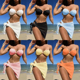 2023 New Texture Rag Bra Three-Piece Swimsuit Swimsuit