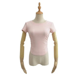 Zingj Trendy Women's Wear Summer New Wrinkled Round-Collar Blouse Shows Slim, Tall Waist, Short Style Navel Short-Sleeved