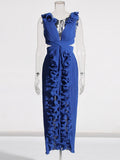 Temperament Famous Wind Dress 2025 New V Collar 100 Folding Wood Ear Design High Waist Open Fork Dress