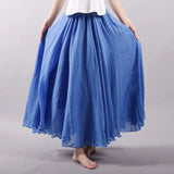 2020 Summer Women Skirt Linen Cotton Vintage Long Skirts Elastic Waist Boho Beige Pink Maxi Skirts Faldas