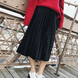 2020 Women Long Metallic Silver Maxi Pleated Skirt Midi Skirt High Waist Elascity Casual Party