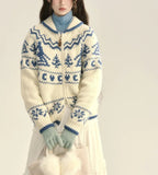 White Jacquard Zipper Cardigan- Outfit