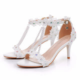 Cm Light Mouth With Sandals Fine Heel Sandals White Lace Wedding Shoes Famous Wind High Heel