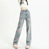 Waisted Straight Jeans For Y2k Women Streetwear Summer Korean Dongdaemun 2023 Femme Pants Baggy Blue Denim Trousers