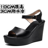 Toe-Word High Heels 8CM Slope And Women's Waterproof Table Comfortable Loose Cake 33-43 Black Hollow