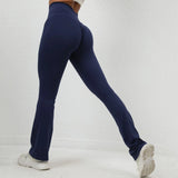 Scrunch Sporty Flare Legging Raises Butt Women Gym Clothing Female Fitness Tights Push Up High Waist Sport Pants Black