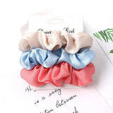 Silk Scrunchies Print Leopard Scrunchie Set Elastic Hair Bands Solid Color Fashion Headwear Women Hair Accessories
