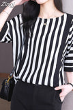 Women Blouses Stripe Loose Blouse Short-sleeve Satin Blouses for Women Batwing Sleeve Oversized Summer Clothing Womens