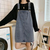 Women Denim Summer Split Pockets All Match Vintage Mini Dresses Fashion Streetwear Korean Loose High Waist Denim