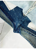 Denim Bow Polka Dot Printed Butterfly Chain Mini Skirt- Outfit