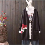 cardigan women's long-sleeved V-neck fashion loose western style casual all-match sweater spring and autumn