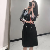 Wind Temperament Long Striped Double Buckle Waist Coat 2025 New Korean Version Of The Suit Wind