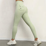Zingj Butt Overalls Tight Pocket Yoga Pants Female High Waist Elastic Lift Hip Button Speed Dry Running Fitness Pants Women-Outfit