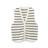 Women's Street Fashion Urban Leisure Knitted Striped Vest Vest Sweater