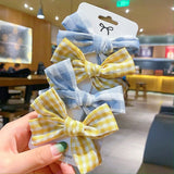 Pcs/set Cotton Dot Printed Hair Clips For Cute Girls Plaid Bowknots Boutique Barrettes Kids Hair Accessories Hairpins 2020