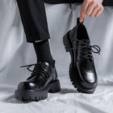 Zingj 2023 New Platform Increased Large-Size Overalls Round Head Men's Shoes 45 Fashion Versatile Small Leather Shoes 46