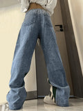 Patchwork Striped Baggy Boyfriend Jeans- Outfit