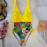 Piece swimsuit 2021 Sexy Solid Green Swimwear Women Swimsuit V-Neck Bathing Suit Beach wear Lace Up Monokini