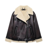 Women's Autumn And Winter New Double-Sided Collar Long Fur Locomotive Wind Jacket Jacket