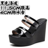 Plop And Ultra-High Heel Waterproof Table Pine Cake Thick Bottom Fish Mouth Sandals Night Shop Sexy Transparent With Fashion Slippers