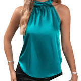 New Summer Satin Vest Women's Solid Color Shoulder-Hanging Sleeveless