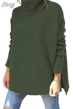 Winter Women Knitted Long Sweater Loose Oversized Turtleneck Batwing Sleeve Tunic Pullover Tops