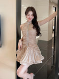 French High-End Birthday Party Small Dress Dress Collection Waist Stature Water Drill Light Luxury Babes Hanging Neck A