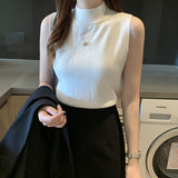 Korean Sleeveless Clothes Casual Women Clothing Blusas Mujer De Moda New Women Tops Knit Ladies Pink Blouses 8623