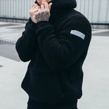 Solid Warm Fleece Woolen Hoodie Top Men Autumn Winter Long Sleeve Hooded Sweatshirts Casual Loose Pullover For Mens