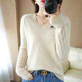 Zingj Out Makes Bottom Unlined Upper Garment Female Autumn Dong New Style Sweater Inside Jacket Long Sleeve Sets Foreign Style Slim V Gets Sweater Female-Outfit