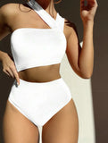 2024 New Sexy Shoulder-Style Thoracic Hollow Solid-Colored Swimsuit Bikini