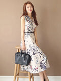 Sister Fan V-Neck Broken Flower Dress 2025 Women's Fashion Trendy City Sweet Print