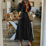 Spot Women's Wear 2025 Autumn And Winter New Fashion Temperament Pure Color In The Long Shirt Dress