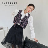Korean Fashion Vest Top 2021 Fashion Women Bow Waistcoat Summer Crop Jacket Vintage Kawaii Vest Pink Black
