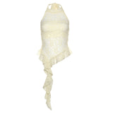 2024 Summer New Women's Clothing Pure Desire To Hang The Neck Of The Open Back Irregular Side Of The Small