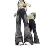 Street Black And Gray Fashion Gradient Jeans Men And Women Retro Niche Design Sense Waist-Side Flared