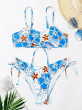 Wave Floral Print Bikini Set-Outfit