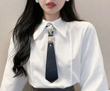 Skirt Set Women Salt Sweet Street 2023 Spring/autumn Tie + Shirts + Sweaters Vests + Pleated Skirts Ladies Three Piece