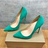 Women Pumps for Wedding Pointed Toe Sexy High Heels Shoes 8 cm 10 cm 12 cm Stilettos Green Pinkycolor plus size RM002