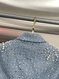Sexy Double Buckle Skirt 2025 New Lumbar Heavy Industry Nail Bead Design Feeling Long-Sleeved Suit