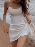 White Summer Beach Mini Dress- Outfit