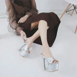 Zingj Foreign Keys Hate Day High Nightclub Super High Heels Sandals Women's Work Shoes Runway Show Pole Dancing Shoes Crystal
