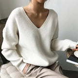 Zingj Sense Hem Irregular Sweater Women's Black V Pilotage Style Vintage Loose Black Top Pullover