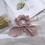 Vintage Striped Bow plaid Scrunchie For Girls Ponytail Holder Elastic Hair Bands ties Rubber Headwear Hair